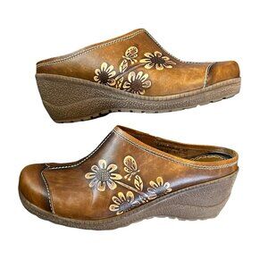 L'artiste Spring Step Shoes Floral Slip On Comfort Mules Clogs 38 7.5